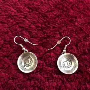 Sterling silver lizard etched earrings